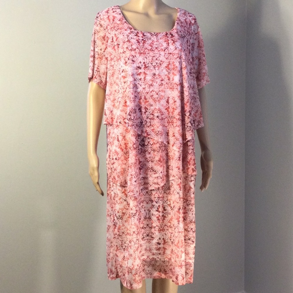 CATHERINES SHORT-SLV RED WHITE TIERED DRESS